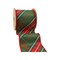 LaRibbons 4" - 2 1/2" Wired Dupioni Ribbon | Red/Dark Green Plaid Bias Cut Double-Fused Red Backing | 5 Yard Roll